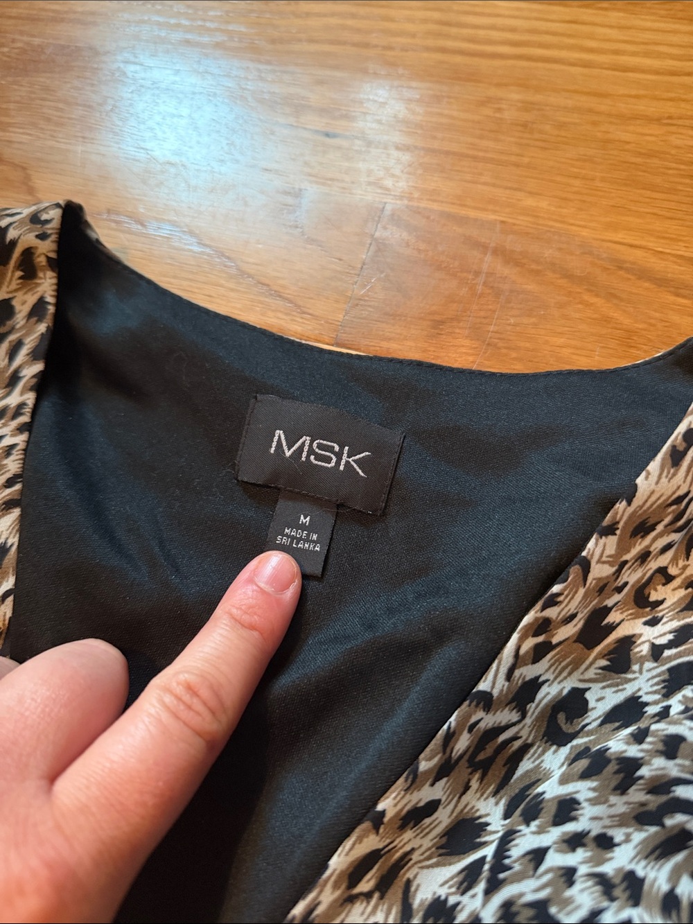 MSK Leopard Print Wrap Top - Taupe and Black - Picture 4 of 12